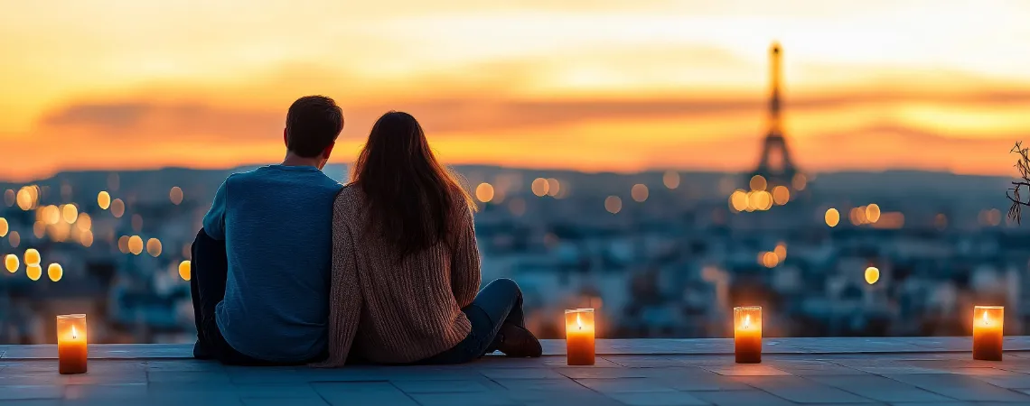 Romantický výhled na Paříž