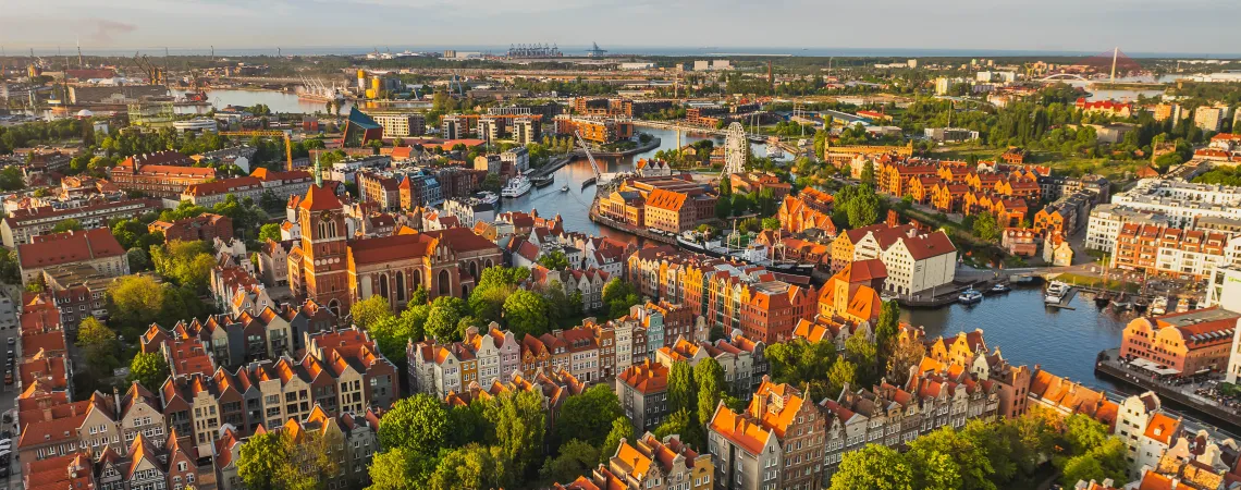 panoramatický pohled na Gdaňsk